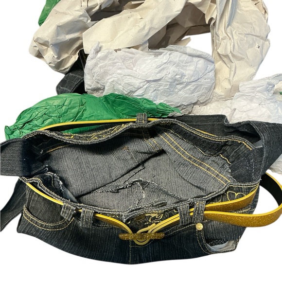 Denim Style Crossbody Bag with Gold Belt Accent HANDMADE! - Picture 6 of 6